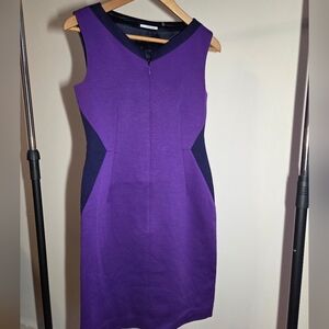 Tahari Purple and Dark Blue Mini Dress